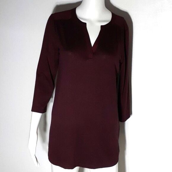 41 Hawthorn top s dark maroon wine red knit tunic top shirt classic career - Picture 1 of 6